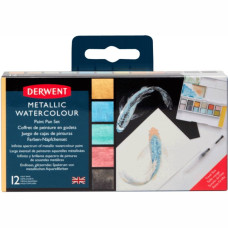 Набор Metallic Paint Pan, 12 цветов+кисть с резервуаром, Derwent