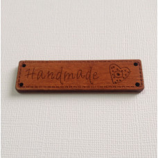Дерев'яна бирка "Handmade" Серце, розмір 6,4х1,7 см