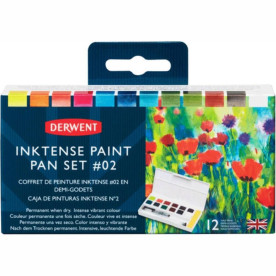 Набор Graphitint Paint Pan, 12 цветов + кисть с резервуаром, Derwent