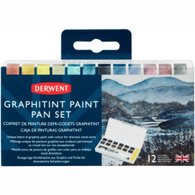 Набір Graphitint Paint Pan, 12 кольорів + пензель з резервуаром, Derwent