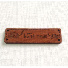 Дерев'яна бирка "Handmade" Слоники, розмір 6,4х1,7 см