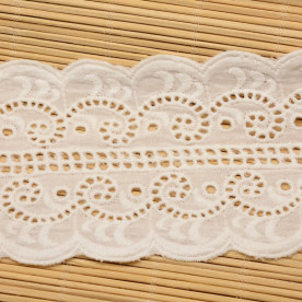 Хлопковое кружево , цвет кремовый, 80 мм, 90 см