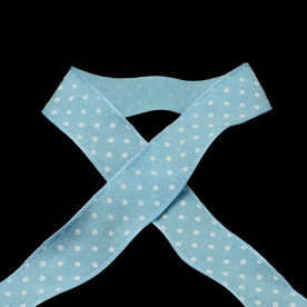 Бавовняна стрічка Блакитна в горошок, 25 мм, 90 мм