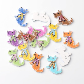 Набор деревянных пуговиц "Собачки", разноцветный, 5 шт, 25*30 мм