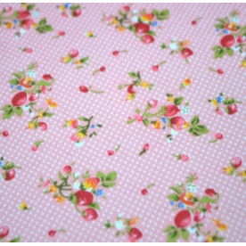 Ткань на клеевой основе Розовый бутон на нежно розовом фоне , 297х210 мм