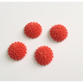 Кабошон Хризантема, колір яскраво-червоний, розмір 15 мм