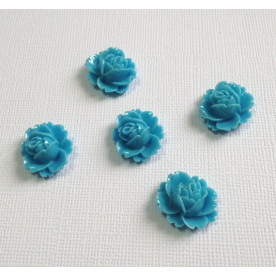 Кабошон цветок раскрытый, цвет голубой, 16 мм, толщина 6 мм, 1 шт