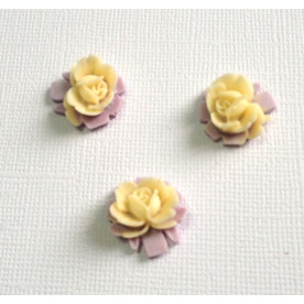 Кабошон цветок двухцветный, размер 16,5*16 мм, цвет лавандово-кремовый, 1 шт