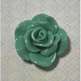 Кабошон Троянда розкриті пелюстки, колір бірюзовий, 15 * 6 мм, 1 шт