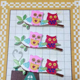 Дерев'яна гудзик "Милі Совушки", колір рожевий з малиновим, розмір 16 * 40 мм