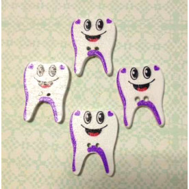 Деревянная пуговица Зубик, цвет фиолетовый, размер 26*20 мм