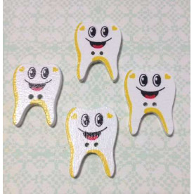 Деревянная пуговица Зубик, цвет желтый, размер 26*20 мм