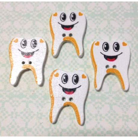 Деревянная пуговица Зубик, цвет оранжевый, размер 26*20 мм