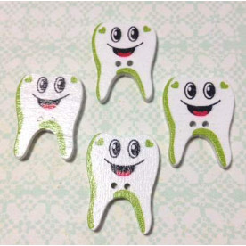 Деревянная пуговица Зубик, цвет салатовый, размер 26*20 мм