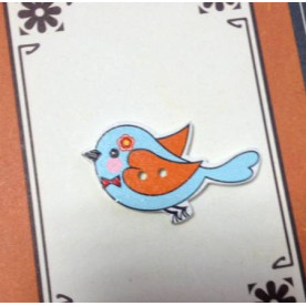 Дерев'яна гудзик "Пташка", колір ніжно-блакитний, розмір 24 * 40 мм, 1 шт