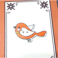 Деревянная пуговица "Птичка", цвет оранжевый, размер 24*40 мм, 1 шт