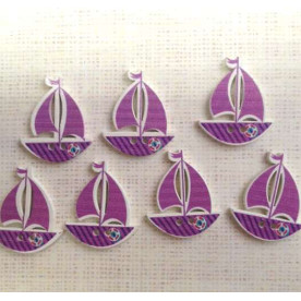 Деревянная пуговица "Парусник", цвет фиолетовый, размер 30*25 мм, 1 шт