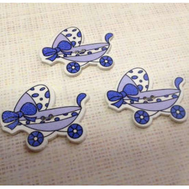 Деревянная пуговица "Колясочка",цвет сиреневый, размер 30*40 мм, 1 шт