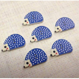 Дерев'яна гудзик "Їжачок", колір синій, розмір 16 * 25 мм, 1 шт