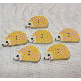 Дерев'яна гудзик "Їжачок", колір жовтий, розмір 16 * 25 мм, 1 шт