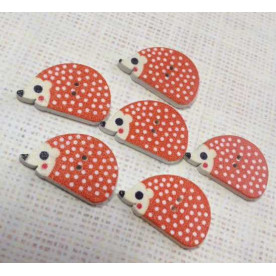 Дерев'яна гудзик "Їжачок", колір помаранчевий, розмір 16 * 25 мм, 1 шт