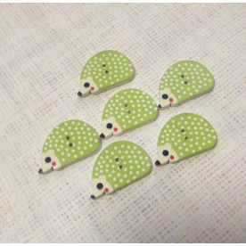 Дерев'яна гудзик "Їжачок", колір салатовий, розмір 16 * 25 мм, 1 шт