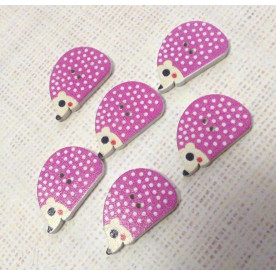 Дерев'яна гудзик "Їжачок", колір фіолетовий, розмір 16 * 25 мм, 1 шт