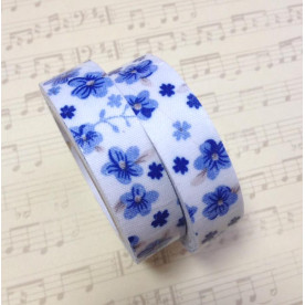 Лента на клеевой основе синие цветы, 1,5 см, 4 м
