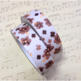 Лента на клеевой основе коричневые цветы, 1,5 см, 4 м