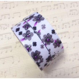 Лента на клеевой основе серые цветы, 1,5 см, 4 м