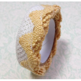 Лента на клеевой основе, кружево белое с золотом, 1 м, 20 мм