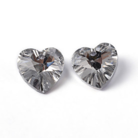 Скляна гранована намистина Серце, прозора, розмір 8 мм