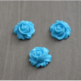 Кабошон пластиковий Троянда, 16 * 9 мм, 1 шт, колір блакитний