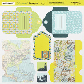 Аркуш двостороннього паперу Конверти Let's Travel, 20 * 20 см від Scrapmir