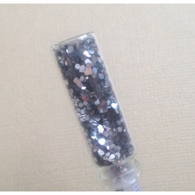 Гліттер декоративний в пляшечці, 3,4 г, розмір пляшечки 40 х 11 мм, срібло