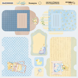 Лист двусторонней бумаги 20х20 см Конверты Little Bear от Scrapmir