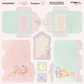 Аркуш двостороннього паперу 20х20 см Конверти Little Bunny від Scrapmir