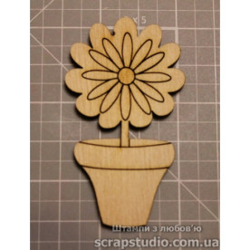 Деревянная фигурка Цветочек в горшке  69*39 мм от ScrapStudio