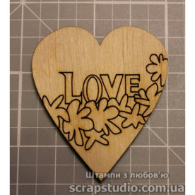 Дерев'яна фігурка LOVE 53 * 47 мм від ScrapStudio