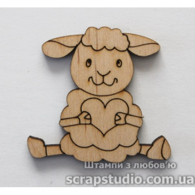 Дерев'яна фігурка Овечка 55 * 52 мм від ScrapStudio