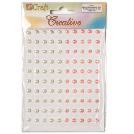 Набір самоклеючих напівперлин, рожевий і білий колір, 100 шт,  Dalprint