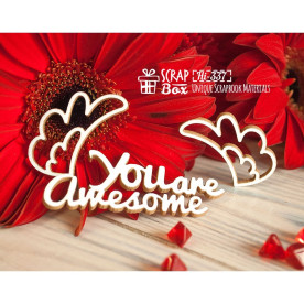 Чіпборд напис "You are awesome" з крилами, 62 * 24 мм від ScrapBox
