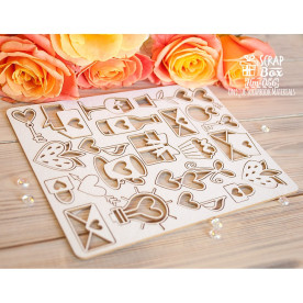 Чипборд большой набор простых свадебных элементов, 130*175 мм от ScrapBox
