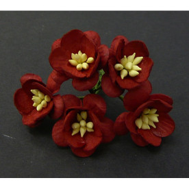 Набір 5 декоративних квіток вишні бордового кольору