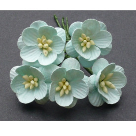 Набір 5 декоративних квіток вишні пастельно-зеленого кольору