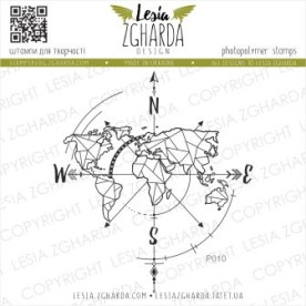 Акриловый штамп Роза Ветров с картой, 6,5*7,2 см, Lesia Zgharda