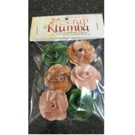 Набір трояндочок бежево-зеленого кольору, 6 шт, 3,2 см від СкрапКлумба