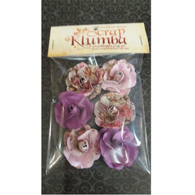 Набор розочек розово-фиолетового цвета, 6 шт, 3,2 см от СкрапКлумба