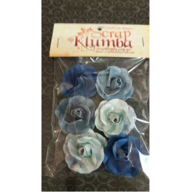Набір трояндочок синьо-блакитного кольору, 6 шт, 3,2 см від СкрапКлумба