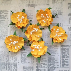 Набор цветов Wild flower желтый, размер 3 см, 6 шт от СкрапКлумба